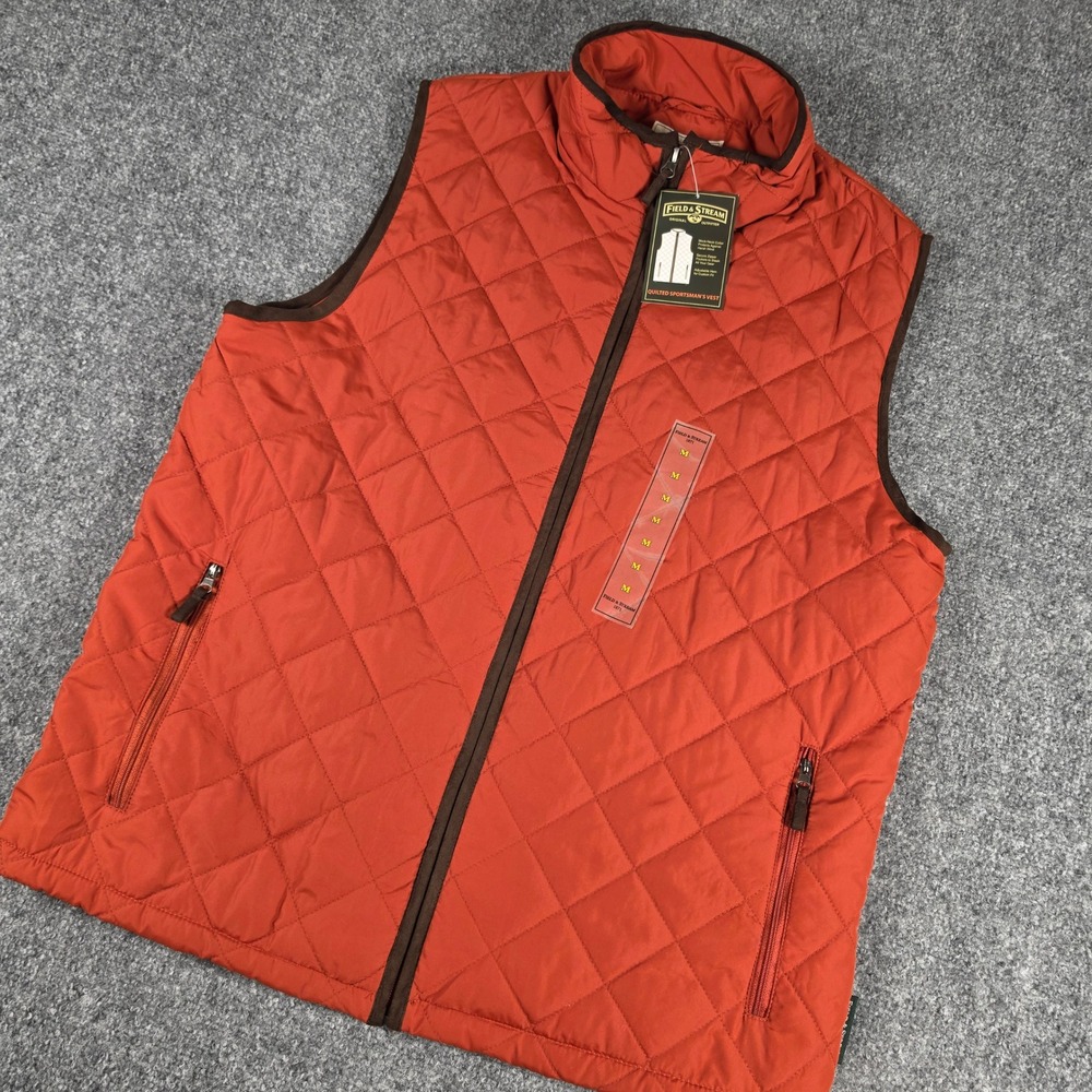 Field & Stream Quilted Sportsman's Vest Mens M Rust Full Zip SAFVT1025 NWT
